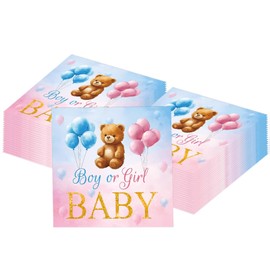 Tourima Pink Blue Boy or Girl Carry Napkins Baby Shower Boy Pack of 20, Baby Shower Decoration, Gender Reveal Celebration Accessories, Baby Shower Napkins Boy Girl, Baby Shower Boy or Girl
