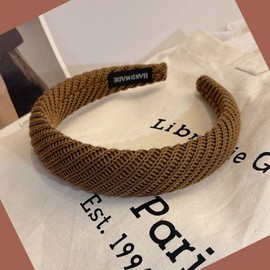 2 Pcs Wide Headbands for Women,Fashion Wool knitted headband Wide Brim Elastic Hair Hoops,Solid Color Vintage Winter Headbands for Washing Face,Sports