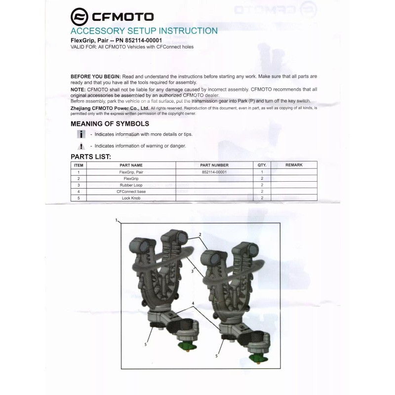 CFMOTO FlexGrip Tool Mount Pair, CFConnect OEM (852114-00001)
