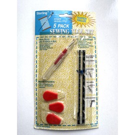 Sterling 16" Sewing Gauge Ruler Seam Ripper w/Protective Ball and Cap, 3 Needle Threaders