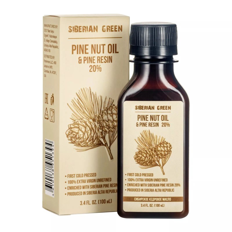 Siberian Pine Nut Oil 100% with Pine Resin Premium Unrefined