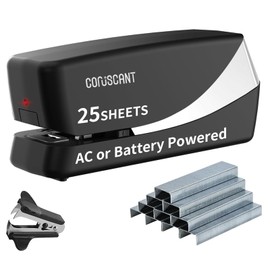Coruscant Electric Stapler, Automatic Stapler, Heavy Duty，25 Sheet, Store 210 Staples，Including 2000 Staples,and 1 Staple Remover, Electric Desktop AC or Battery Powered for Home/Office Use