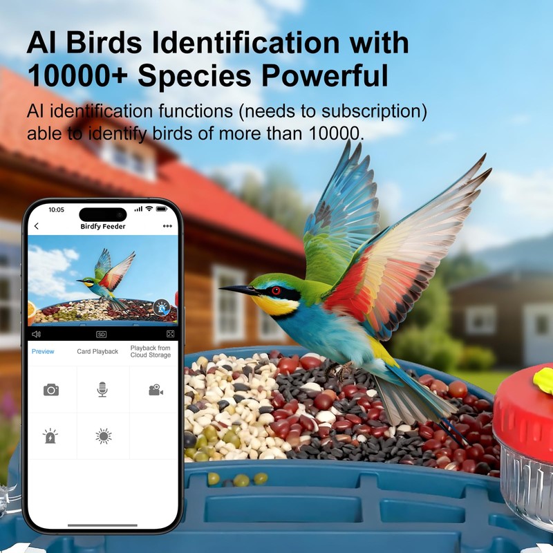 Smart Bird Feeder with Camera Solar Powered, 4K HD Video