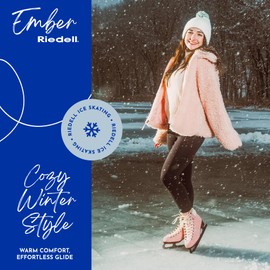 Riedell Ember Recreational Ice Skates for Women and Men - Comfortable Suede Leather Figure Skates with Lightweight PVC Outsoles and Fold-Over Collars - Blush - 4