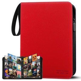 Trading Card Album,9 Pocket 30 Pages Card Binder Holder Holds Up to 540 Cards,Large Cards Book with Zip for Playing Cards,Sports Cards,Ninjago,TCG,MTG Cards(Red)
