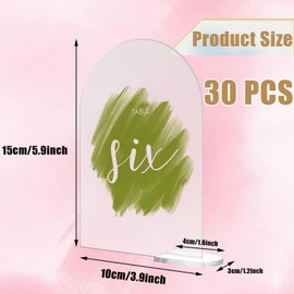 Oungy 30 Pack Clear Arch Acrylic Sign with Stand Blank Arch Wedding Table Numbers DIY Acrylic Arch Table Numbers for Wedding Reception Event Party Centerpieces Decor, 4 x 6 Inch