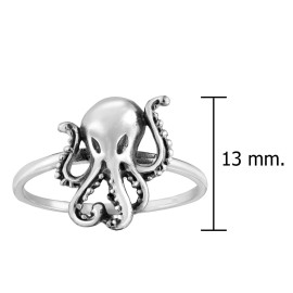 AeraVida Deep Ocean's Wondrous Octopus Sterling Silver Band Ring-9