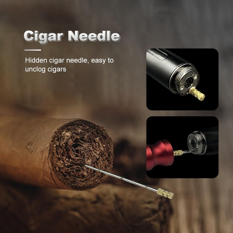 Butane Cigar Torch Lighter with Fuel Window Powerful Jet Flame