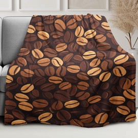 HommomH Brown Coffee Beans Blanket Coffee Lover Gifts Cafe Decor Super Soft Fleece Throw Blankets for Couch Bed 40" x 50"