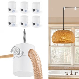 Adcssynd 6 Pack Upgrade Ceiling Hooks for Hanging Lights, White Swag Hooks for Ceiling Light, Aluminum Swag Hook Super Load, Modern Hook for Hanging Light Fixture,Pendant Lights Cord-Easy to Use