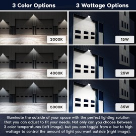 LUXRITE 15/25/35W LED Flood Lights Outdoor with Photocell Sensor, Up to 5110LM Super Bright Security Light, 3CCT 3000K-5000K, IP65 Waterproof, Knuckle Mount, UL Listed (2 Pack)