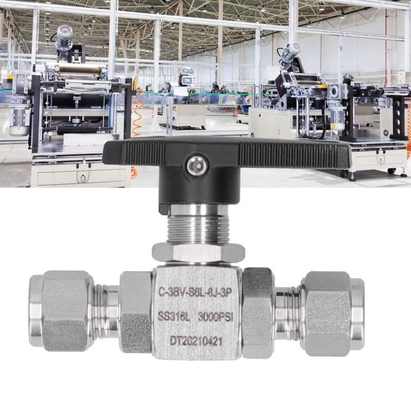 Ball Valve Stainless Steel 3Piece Type StraightThrough Ferrule Equipment SS316L