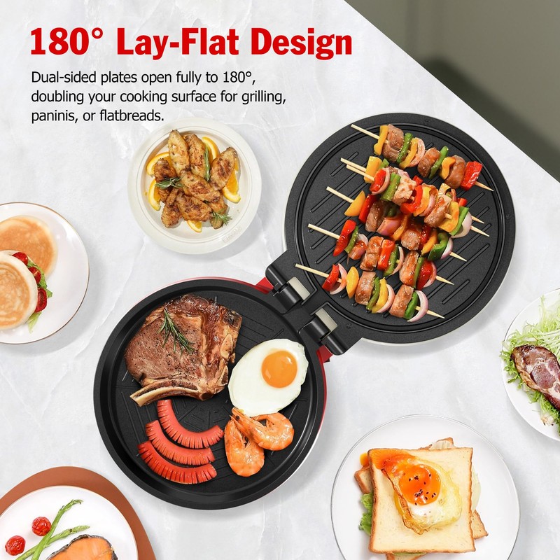 KEINVE 1000W Pizza Maker, 2-in-1 Indoor Griddle and Pizza Cooker,