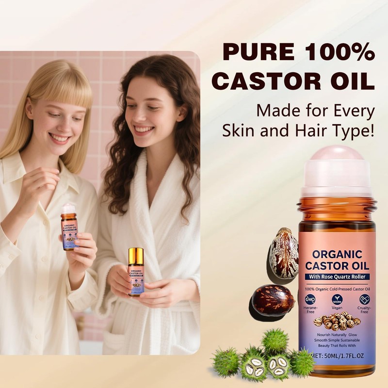 BSpecter 2 PCS Organic Castor Oil Roll On with Rose