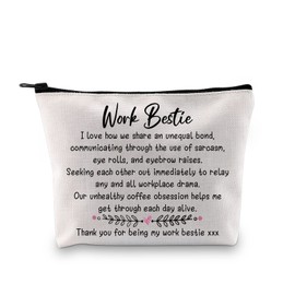 JTOUK Work Bestie Gift Coworker Thank You Gift Coworker Goodbye Farewell Moving Away Gift for Colleagues, Work Bestie Bag EU, Cosmetic bag with print