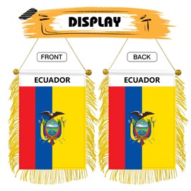 3 Pack 3.94x5.91 Inches Ecuador Mini Country Flag Hanging Banner Window Flag Decor Car Rearview Mirror Hanging Double Sided with Suction Cup