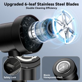 Rechargeable Fabric Shaver, 6-Leaf Blades, LED Display, 3 Speeds