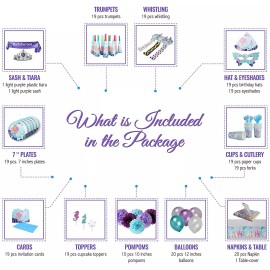 Bubba & Bailey Mermaid Party Supplies Girls Birthday Party Decorations, Includes Sash & Tiarra