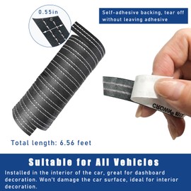 Dickno Car Interior Trim Strips, 6.56 FT Flexible Trim DIY Decorative Strip, Leather Auto Gap Fillers Molding Line, Universal Vehicle Interior Decor Seam Strip for Door Dashboard (White)