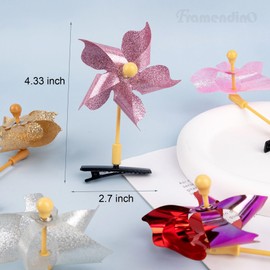 Framendino, 10 Pack Pinwheel Hair Clips Sequins Windmill Hairpins Clip Pinwheels Barrettes for Accessories