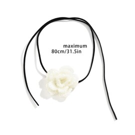 Resweky White Retro Crochet Flower Collar Necklace Black Velvet Choker Necklace Satin Rose Flower Collar Necklace Adjustable Jewelry for Women and Girls djustable Jewelry for Women and Girls