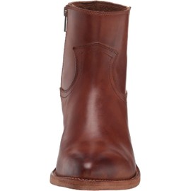 Frye Billy Inside Zip Booties for Women Crafted from Antiqued Pull-Up Leather with Wellington Stitchwork and Piping, Brass Hardware, and Inside Zipper – 5 ¾” Shaft Height, Caramel - 8.5M