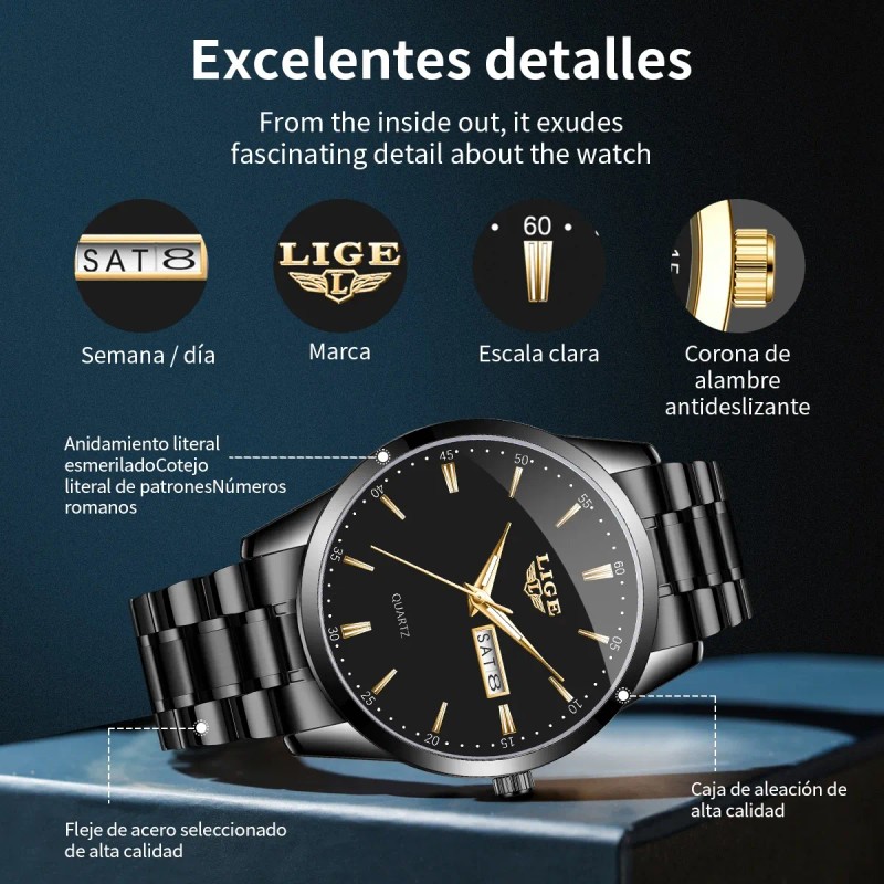 Relojes De Pulsera Hombre Relojes Cuarzo Acero Calendario