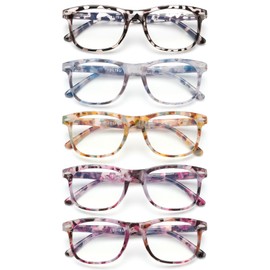 JOLISU 5 Pack Reading Glasses For Women - Stylish Blue Light Blocking Readers -Womens Men Spring Hinge Eyeglasses(1.75)
