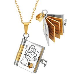Geyynow Grandson Necklace from Grandma, Adjustable Chapter Books Necklace Gifts with Grandkids (Silver Gold)
