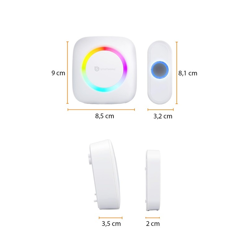 Smartwares Wireless doorbell Set - Portable Chime and Push Button