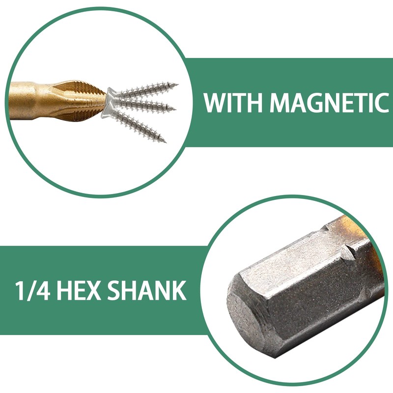 BokWin 10Pcs PH2 Anti Slip Screwdriver Bit Set,1/4 Inch Hex