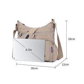 NOTAG Crossbody Bags for Women Waterproof Multi Pockets Handbag Shoulder Bag Lightweight Large Crossbody Bag Messenger Bag (Beige)