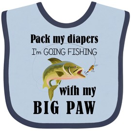 inktastic Pack My Diapers I Am Going Fishing with Big Paw Baby Bib Blue and Navy 425b0