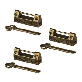Opexicos 3Pcs Mini Size Vintage Antique Style Carved Bird Flower Leaf Padlock Lock with Key for Box Drawer