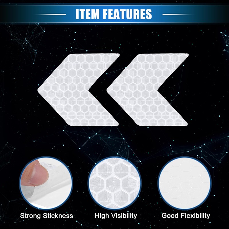 VekAuto 10 Pcs Reflective Stickers, Arrow Shape Universal for Cars
