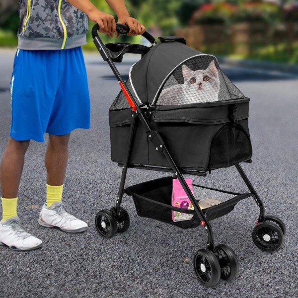 Unbranded Foldable Pet Cart 4 Wheel Small/Medium Dog Cat Carrying