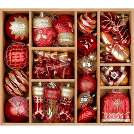 85ct Shatterproof Plastic Christmas Balls Set Colorful Xmas Decorative Baubles Tree Ornaments for Festive Decorcolor: Red and Gold Color