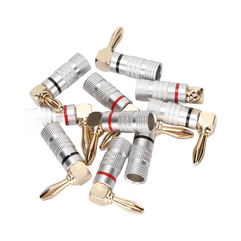 10 Pcs Banana Plugs 24K Copper Gold Plated Aluminum Case