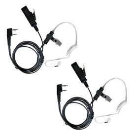 CENMIGO Covert Acoustic Tube Surveillance Headset with Mic, 2 Pin Earpiece for Walkie Talkies/Two Way Radio with Transparent Acoustic Tube (2 Pack)