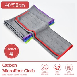 Zuxbolf 4 Stück Microfasertücher Glasreinigungstücher Carbontuch Fenster Auto 40x50cm Streifenfrei Fensterputztücher Poliertücher Glaspoliertuch Putztücher Putzlappen Küche für Spiegel Edelstahl