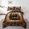 Castle Fairy Deer Bear Plaid Comforter Set King Size,Animal Hunting