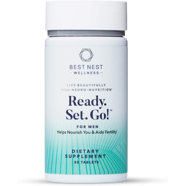 Ready. Set. Go! Fertility Support Prenatal Supplement for Men, Methylfolate, Natural Whole Food Men's Multivitamin, Organic Herbal Blend, Immune Support, 30 Ct, Best Nest Wellness