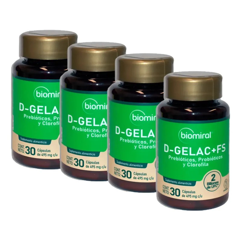 Pack 4 Prebioticos Y Clorofila, D-gelac + Fs Frasco -