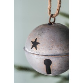 A&B Home Set of 12 Grey Bell Ornaments - Decorative Weathered Iron Bell Hanging Ornaments, Rustic Holiday Décor, Christmas Tree Decoration Mantel Wreath Tabletop Accent, 3.9" x 3.9" x 3.9"