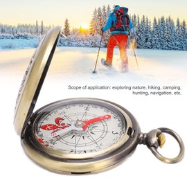 Portable Camping Compass Hollow Compass Wilderness Adventure Equipment Vintage Compass Brass Compass 360° Scale Fully Sealed Design