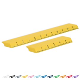 Glassboard Studio Ruler Set - 6 inch & 12 inch with Strong Neodymium Magnets - Perfect for Crafting, Magnetic Glass Craft Mats, White Boards, Lockers - Hands-Free Sewing & Quilting (Sunshine Yellow)