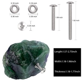 mookaitedecor 2Pcs Natural Fluorite Rough Stone Drawer Cabinet Knobs with Screws, Irregular Healing Crystal Decorative Knob Pull Handle for Drawers Cupboard Wardrobe Bedroom Furniture