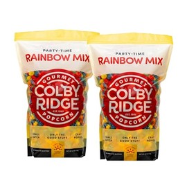 Colby Ridge 2-Pack Rainbow Gourmet Craft Popped Gluten Free Popcorn Snack Sized Large Pouch (2 Gallons = 34 Cups)