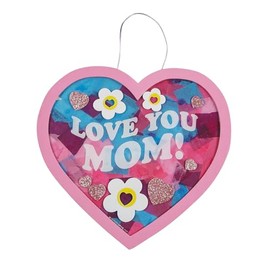 Fun Express 8" x 7 1/2" Love You Mom Tissue Paper Acetate Sign Craft Kit - Makes 12