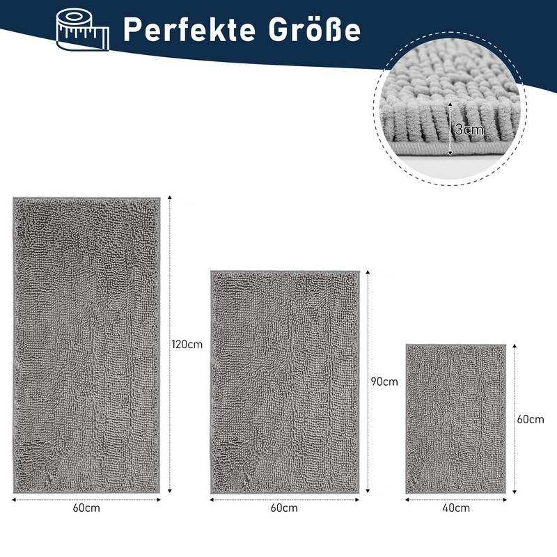 INYEEXUP Chenille Bath Mat, Non-Slip, Washable, Bathroom Rug, 40 x
